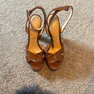 ALDO NORELL BROWN LEATHER STRAPPY PLATFORM SANDALS